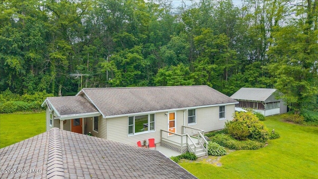 585 Logtown Rd, Glen, NY 12072 - single story home featuring a front lawn and a shingled roof