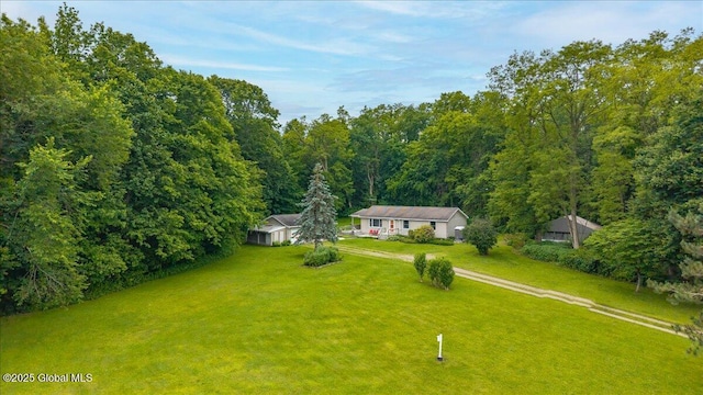 585 Logtown Rd, Glen, NY 12072 - view of front of property with a front lawn and a wooded view