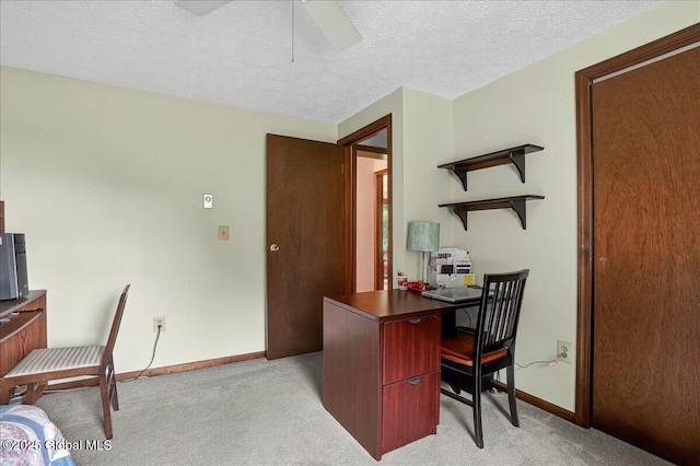 585 Logtown Rd, Glen, NY 12072 - office with light colored carpet, ceiling fan, and a textured ceiling