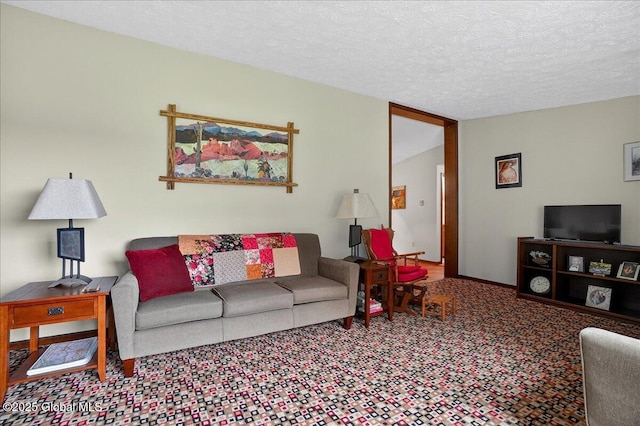 585 Logtown Rd, Glen, NY 12072 - carpeted living room featuring a textured ceiling