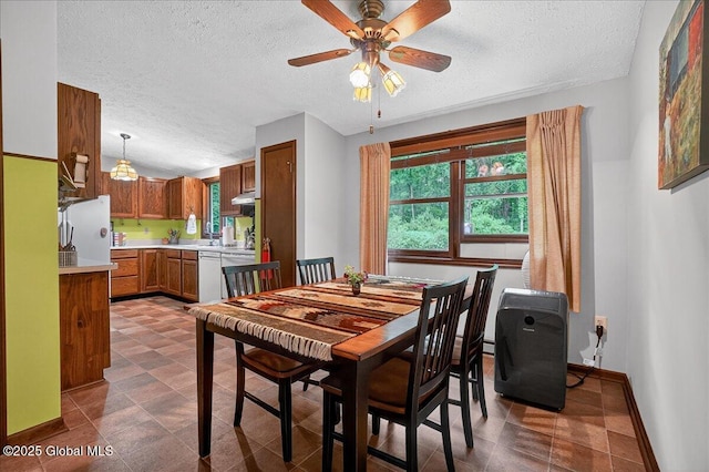 585 Logtown Rd, Glen, NY 12072 - dining room with a textured ceiling and a ceiling fan