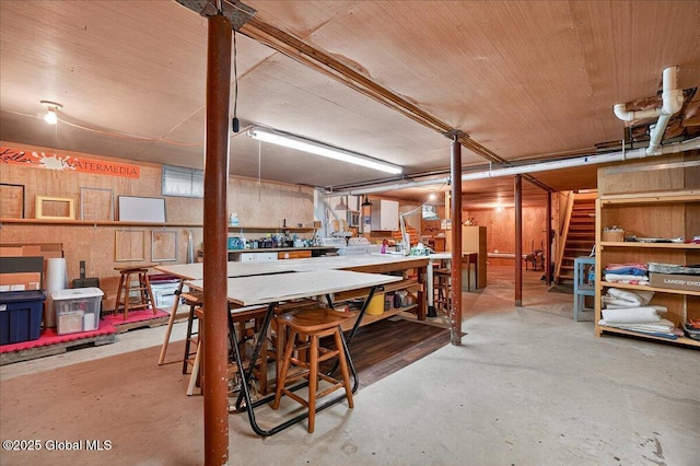 585 Logtown Rd, Glen, NY 12072 - basement featuring stairs and wood ceiling