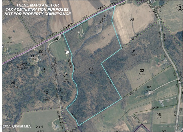 585 Logtown Rd, Glen, NY 12072 - aerial view of property's location featuring property parcel outlined