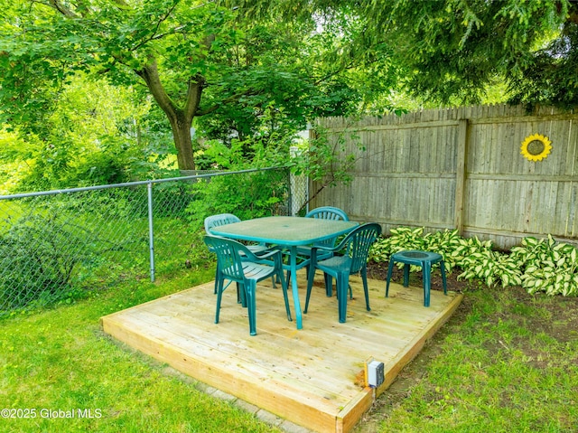 34 Aspen Rd, Colonie, NY 12110 - wooden deck with a fenced backyard and outdoor dining space