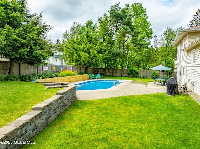 34 Aspen Rd, Colonie, NY 12110 - view of swimming pool featuring a fenced backyard, a patio area, and grilling area