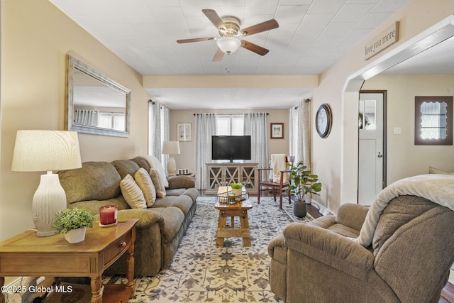 2730 Denver Ave, Rotterdam, NY 12306 - living room with ceiling fan and arched walkways