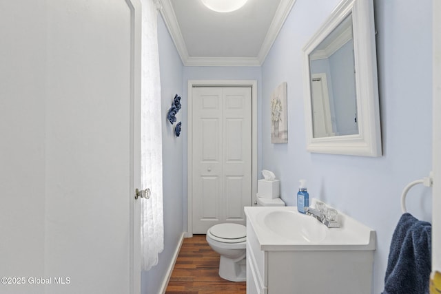 2730 Denver Ave, Rotterdam, NY 12306 - bathroom with vanity, ornamental molding, and wood finished floors