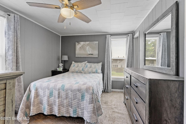 2730 Denver Ave, Rotterdam, NY 12306 - bedroom featuring ornamental molding, light carpet, and ceiling fan