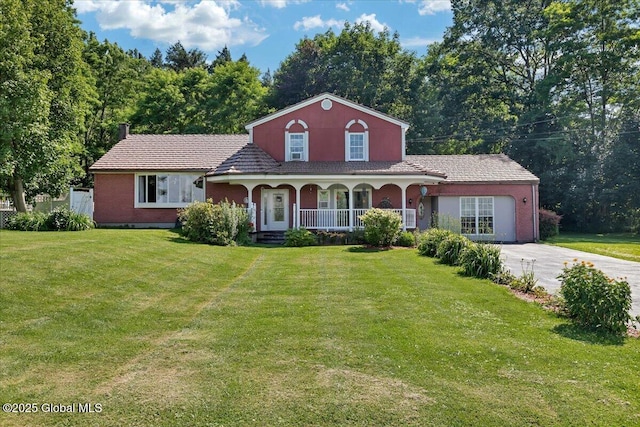 3140 State Route 5s, Danube, NY 13339 - view of front of property featuring covered porch, a front yard, and driveway
