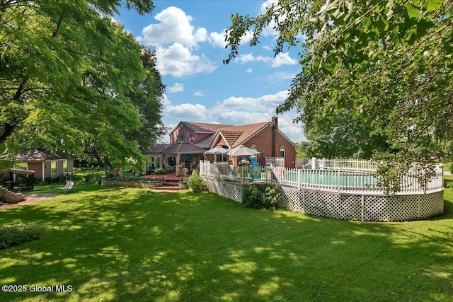 3140 State Route 5s, Danube, NY 13339 - view of grassy yard with a wooden deck