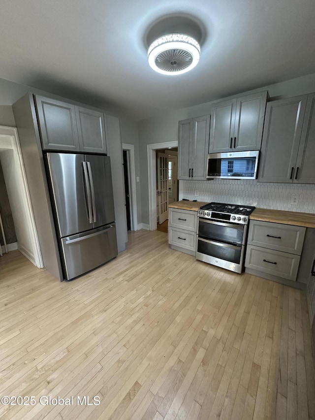 945 Morgan Ave, Niskayuna, NY 12309 - kitchen featuring stainless steel appliances, butcher block countertops, and decorative backsplash