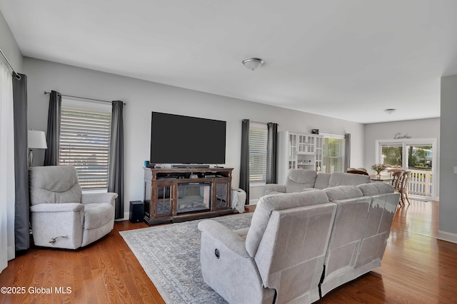 9 Sebring Ave, Colonie, NY 12205 - living room featuring wood finished floors and a glass covered fireplace