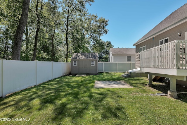 9 Sebring Ave, Colonie, NY 12205 - fenced backyard featuring a wooden deck and a storage shed