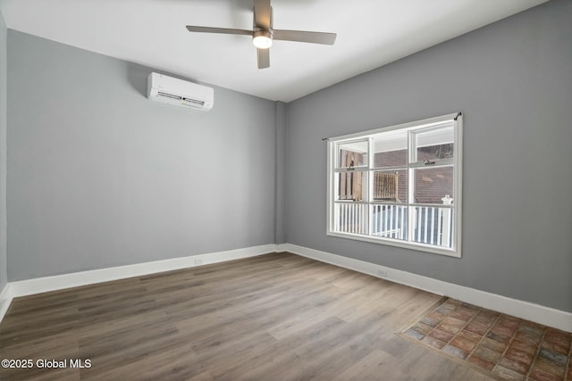 55 Spring Ave, Troy, NY 12180 - unfurnished room featuring an AC wall unit, ceiling fan, and wood finished floors