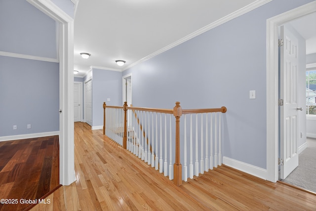 10 Sweetbriar Dr, Wilton, NY 12831 - hallway with wood finished floors, an upstairs landing, and ornamental molding