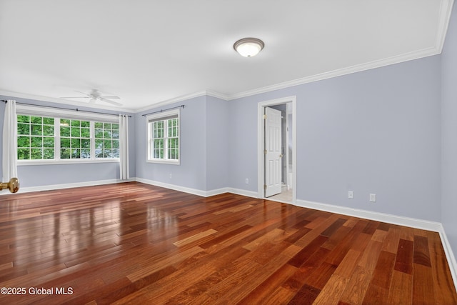 10 Sweetbriar Dr, Wilton, NY 12831 - empty room featuring a ceiling fan, crown molding, and wood finished floors