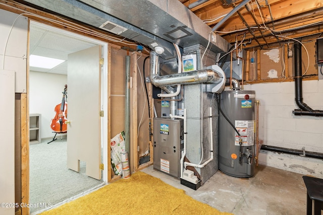 5012 Juniper Ln, Guilderland, NY 12303 - unfinished basement with gas water heater and heating unit