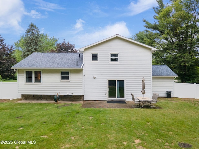5012 Juniper Ln, Guilderland, NY 12303 - back of property featuring roof with shingles and a patio area