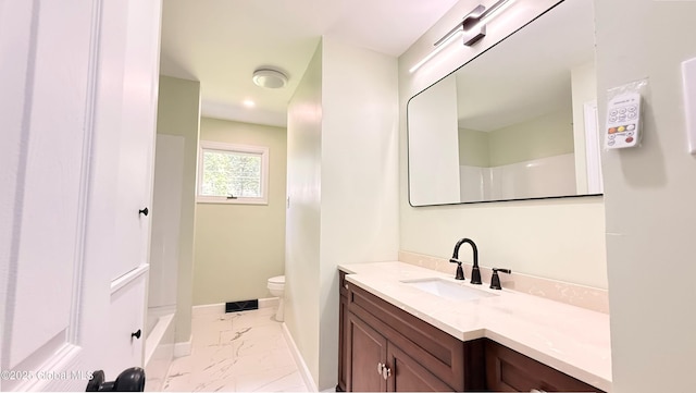631 St Davids Ln, Niskayuna, NY 12309 - bathroom featuring marble look tiles, vanity, and a shower