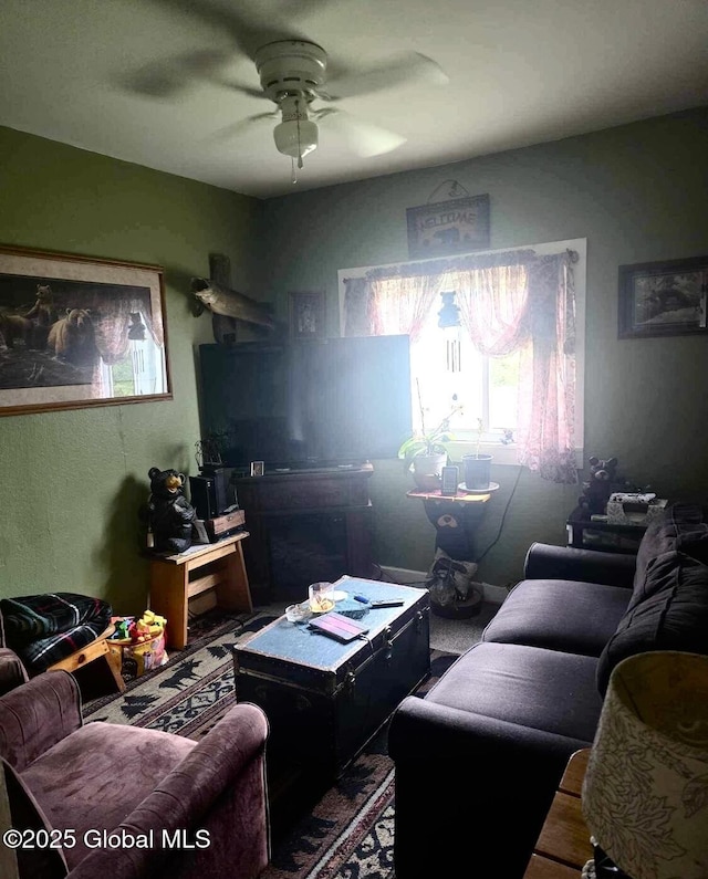 97 Library Ave, Warrensburg, NY 12885 - living area featuring a ceiling fan