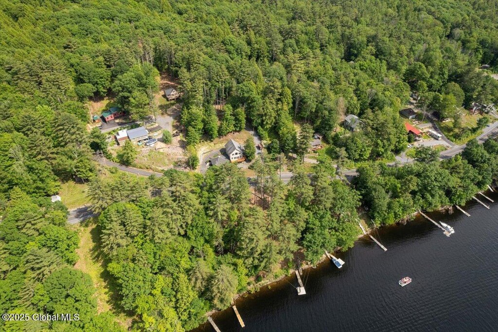 1062 S Shore Rd, Hadley, NY 12835 - aerial view of property's location with a large body of water and a heavily wooded area