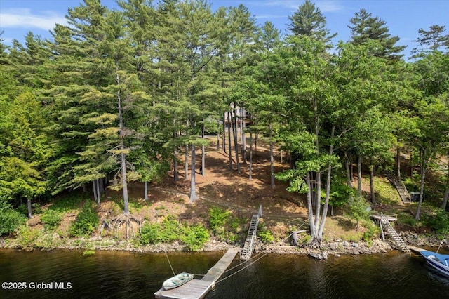 1062 S S Shore Rd, Hadley, NY 12835 - dock area with stairway and a water view