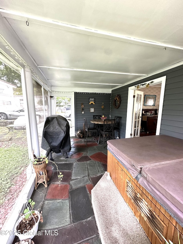 35 Walnut St, Canajoharie, NY 13317 - view of patio with an indoor hot tub and area for grilling