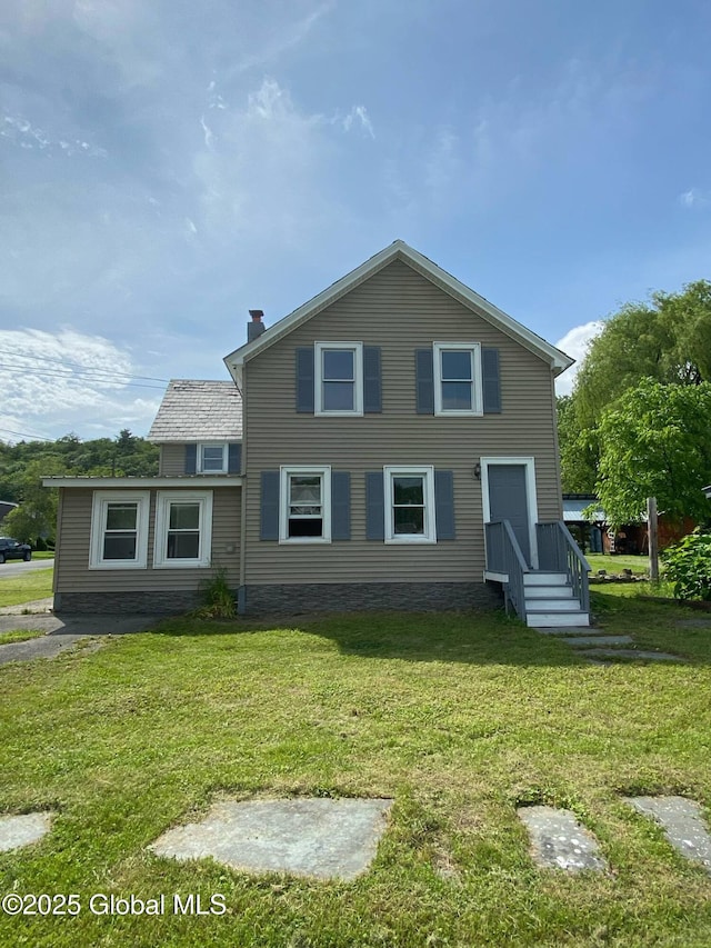 11 4th Ave, Whitehall, NY 12887 - view of front of property with a front yard and a chimney