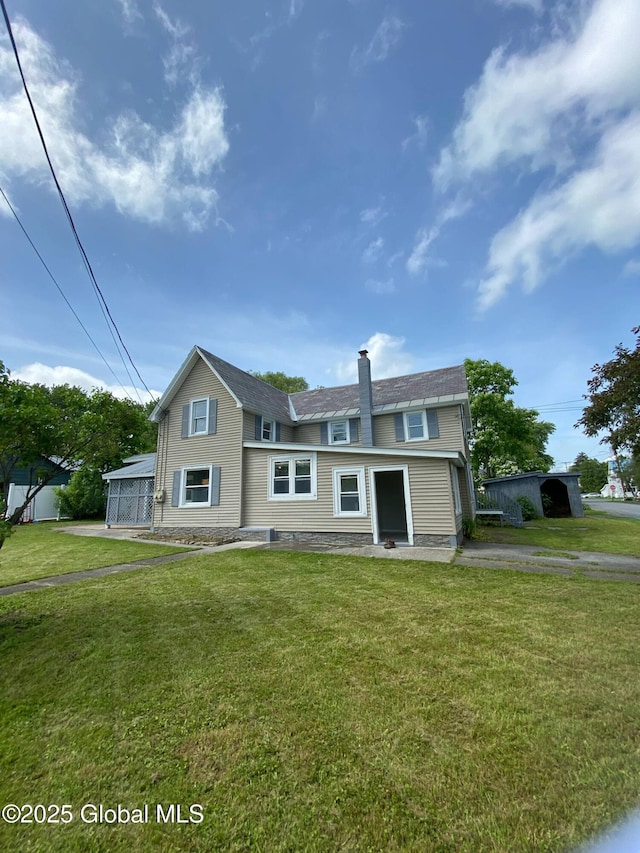 11 4th Ave, Whitehall, NY 12887 - view of front of property featuring a front lawn and a chimney