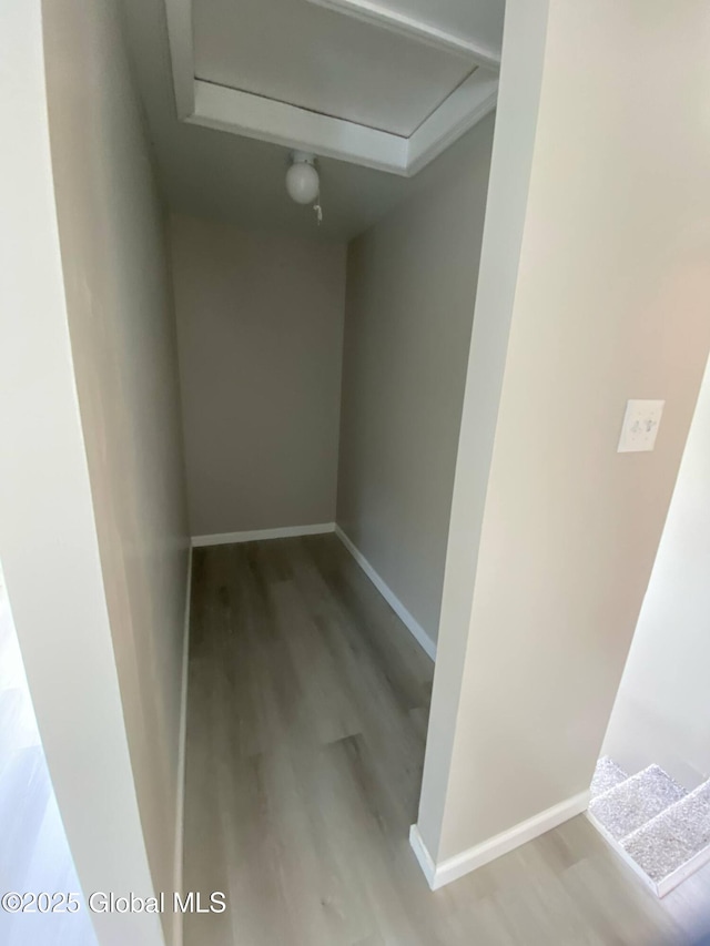11 4th Ave, Whitehall, NY 12887 - corridor with wood finished floors and attic access