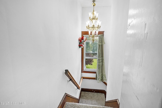 2303 Burdett Ave, Troy, NY 12180 - stairs with a chandelier