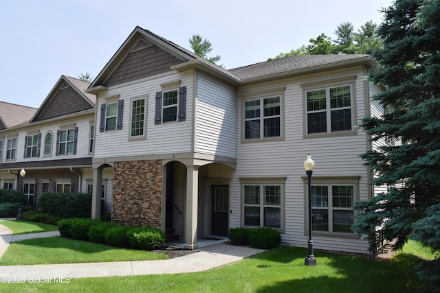 9 Lancaster Pl, Milton, NY 12020 - view of property featuring a front yard and stone siding