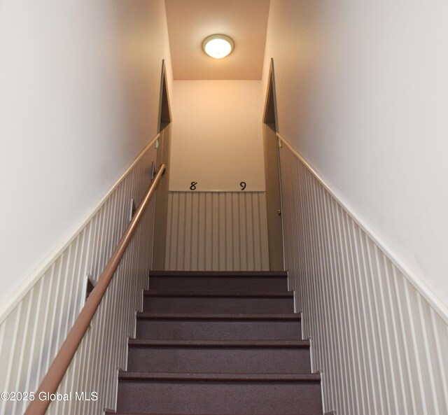 9 Lancaster Pl, Milton, NY 12020 - staircase with a wainscoted wall