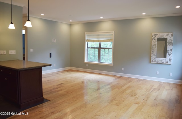 9 Lancaster Pl, Milton, NY 12020 - unfurnished living room with ornamental molding, light wood-type flooring, and recessed lighting