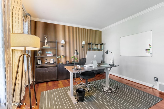 11 Fairview Ln, Halfmoon, NY 12118 - office area featuring crown molding and wood finished floors