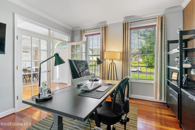 11 Fairview Ln, Halfmoon, NY 12118 - office with crown molding and hardwood / wood-style flooring