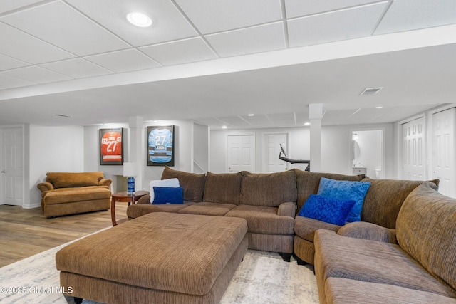 11 Fairview Ln, Halfmoon, NY 12118 - living room with light wood-style floors, a drop ceiling, and recessed lighting