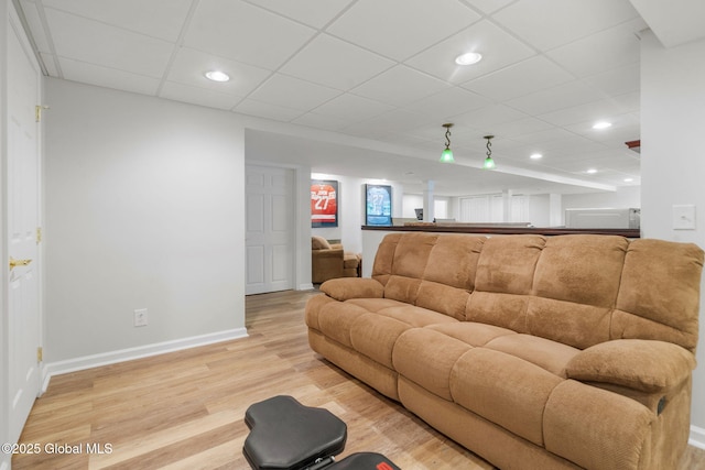 11 Fairview Ln, Halfmoon, NY 12118 - living room featuring light wood-style floors, recessed lighting, and a drop ceiling