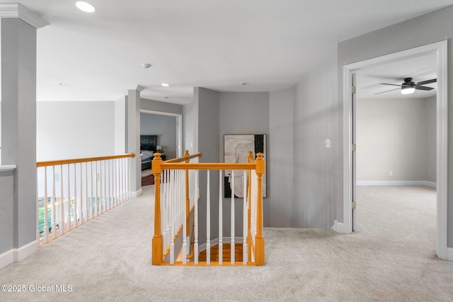 11 Fairview Ln, Halfmoon, NY 12118 - corridor featuring an upstairs landing, carpet, and recessed lighting