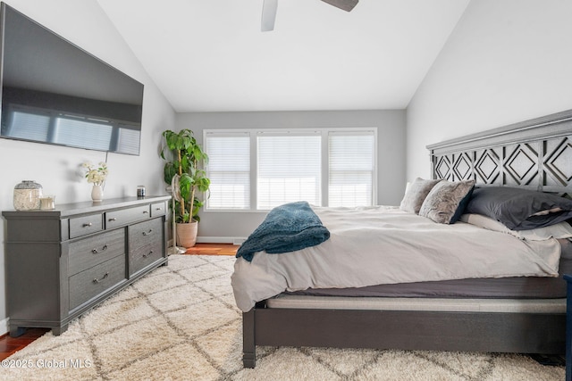11 Fairview Ln, Halfmoon, NY 12118 - bedroom with lofted ceiling, wood finished floors, and ceiling fan