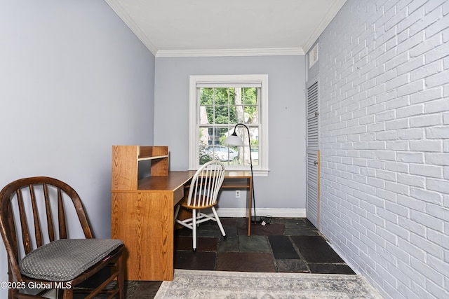 101 Euclid Ave, Albany, NY 12203 - home office featuring crown molding and dark stone finish flooring
