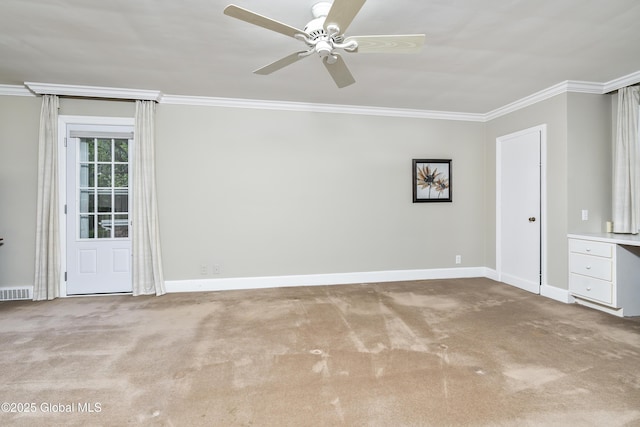 101 Euclid Ave, Albany, NY 12203 - unfurnished room with ornamental molding, carpet, and ceiling fan