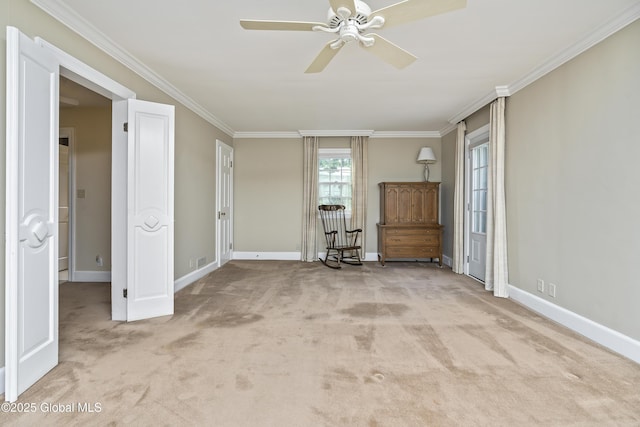 101 Euclid Ave, Albany, NY 12203 - carpeted spare room with ceiling fan and ornamental molding