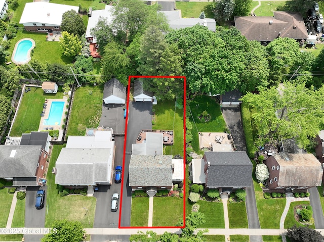 101 Euclid Ave, Albany, NY 12203 - aerial view of residential area with a pool area and property boundaries highlighted
