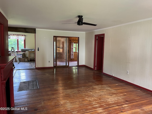 65 W Broadway, Salem, NY 12865 - spare room featuring wood-type flooring, a ceiling fan, and crown molding