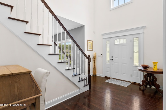 7 Anthony Ln, Saratoga Springs, NY 12866 - foyer entrance with hardwood / wood-style floors, stairs, and a towering ceiling