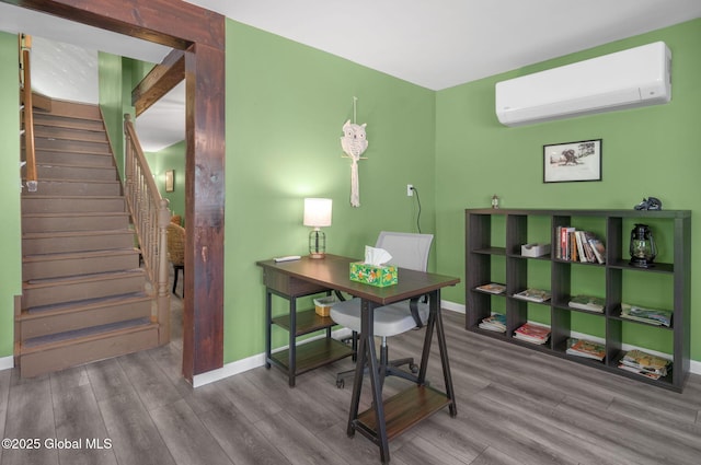 633 Moore Hill Rd, Stephentown, NY 12168 - office with a wall unit AC and wood finished floors