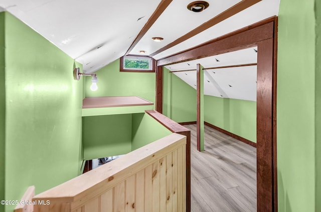 633 Moore Hill Rd, Stephentown, NY 12168 - hall featuring vaulted ceiling and light wood-type flooring