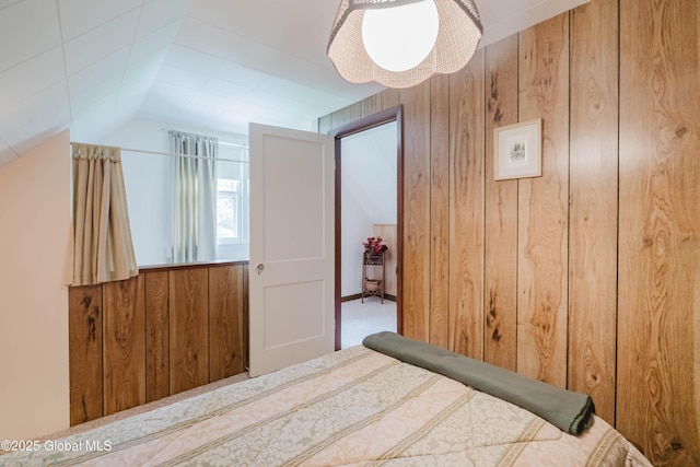87 Hollywood Ave, Albany, NY 12208 - bedroom with wood walls and lofted ceiling