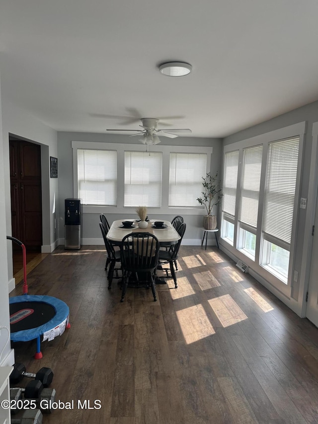 246 Fourteenth St, Schenectady, NY 12306 - dining space with dark wood-style flooring and a ceiling fan